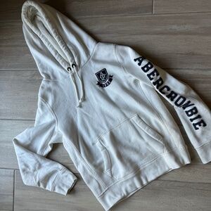 Abercrombie & Fitch Logo Hooded Sweatshirt - Ivory - Size Large